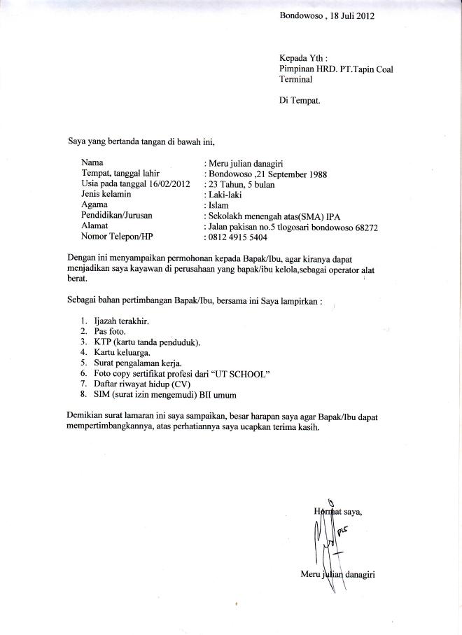 Contoh Cara Membuat Curiculum Vitae Lamaran Kerja Disini